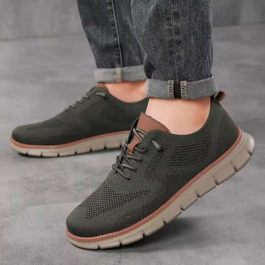 Lightweight Lace-Up Casual Men's Shoes Breathable Flying Loafers Men's Large Size Versatile Business Mesh Light Comfortable