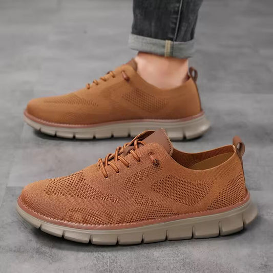 Lightweight Lace-Up Casual Men's Shoes Breathable Flying Loafers Men's Large Size Versatile Business Mesh Light Comfortable